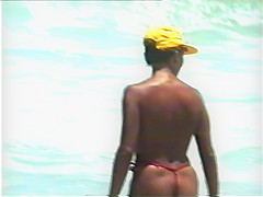 topless on a deserted beach