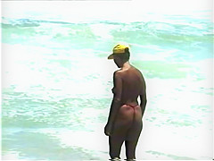 topless on a deserted beach