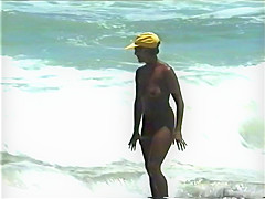 topless on a deserted beach