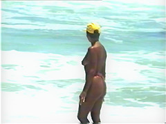 topless on a deserted beach