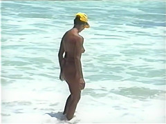 topless on a deserted beach