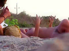 Hairy pussies on the beach close up