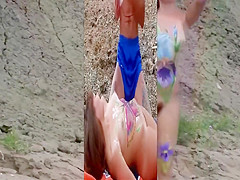 Girls on the Beach with Hairy Pussy. Part 1