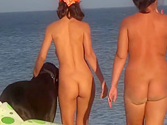 Perfect slim girl playing on the beach