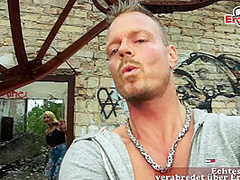 PUBLIC PICK UP DATE - german blonde hooker slut have a real sexdate pov