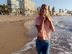 Wet Shoot On A Public Beach With Crazy Model. Risky Outdoor Masturbation. Foot Fetish. Pee In Jeans