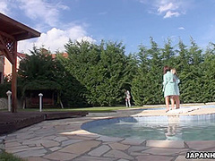 Marika Hase And Gina Gerson Are Having A Casual Threesome Next To The Swimming Pool