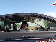 Fat chubby housewife with big natural tits at public EroCom Date pick up with facial