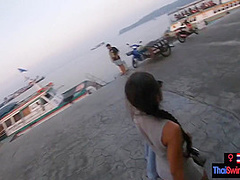 Outdoor blowjob and sex in public with his amateur Asian teen girlfriend