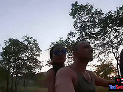 Outdoor blowjob and sex in public with his amateur Asian teen girlfriend