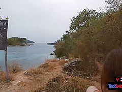 Real amateur couple blowjob and sex outdoor in public on an island