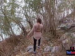 Real amateur couple blowjob and sex outdoor in public on an island