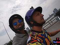 Real amateur couple blowjob and sex outdoor in public on an island