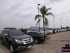 Real amateur couple blowjob and sex outdoor in public on an island