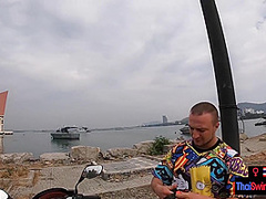 Real amateur couple blowjob and sex outdoor in public on an island