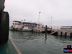 Real amateur couple blowjob and sex outdoor in public on an island