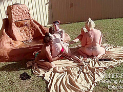 Nasty lesbo sluts fingering and toying wet cunt to orgasm