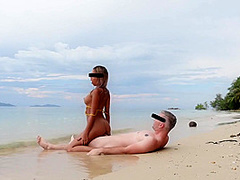 Sex On The Beach! Savage Fuck With Petite Asian Blonde - Amateur Couple Ninacola