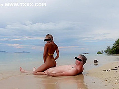 Sex On The Beach! Savage Fuck With Petite Asian Blonde - Amateur Couple Ninacola