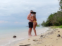 Sex On The Beach! Savage Fuck With Petite Asian Blonde - Amateur Couple Ninacola