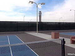 Blonde Mom Kinsley On The Tennis Cort