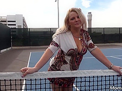 Blonde Mom Kinsley On The Tennis Cort