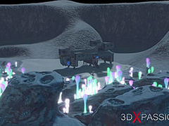 Hot sex on th exoplanet! An alien gets fucked by a spacewoman in spacesuit with strapon