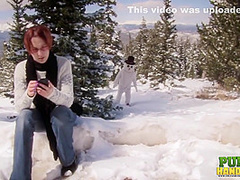 Publichandjobs Brandi De Lafey Strokes Frosty The Snowman While Stranded In The Mountains