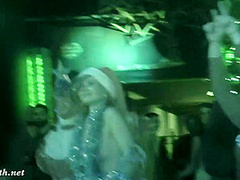 She wore only a tinsel at club! Public flashing