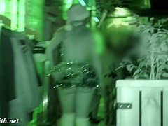 She wore only a tinsel at club! Public flashing