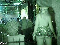 She wore only a tinsel at club! Public flashing