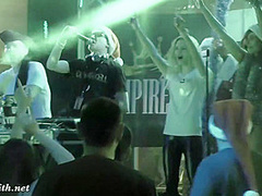 She wore only a tinsel at club! Public flashing