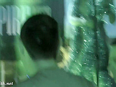 She wore only a tinsel at club! Public flashing