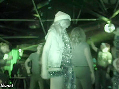 She wore only a tinsel at club! Public flashing
