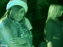 She wore only a tinsel at club! Public flashing