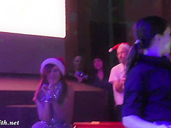 She wore only a tinsel at club! Public flashing