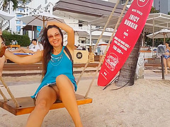 No Panties At Beach Party # Flashing In Public