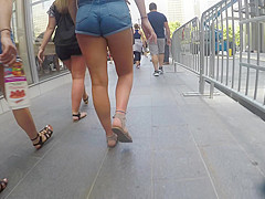 Incredibly Short Mini Jeans Skirt Candid Upskirt hot