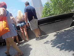 Incredibly Short Mini Jeans Skirt Candid Upskirt hot