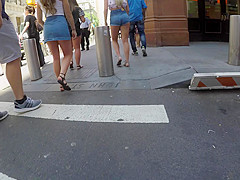 Incredibly Short Mini Jeans Skirt Candid Upskirt hot
