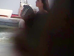 sweet busty brunette on the beach