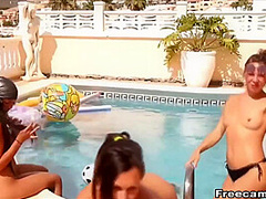 Wild Masturbating Pool Party