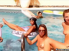 Wild Masturbating Pool Party