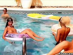 Wild Masturbating Pool Party