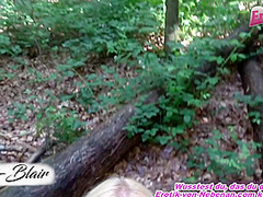 german skinny blonde amateur teen at blowjob in forest