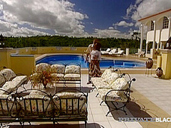 Stacked Black Chick Madelin Crox Drilled Hard By The Pool!