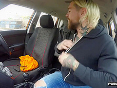 Curvy Uk Driving Student Doggystyled In Car