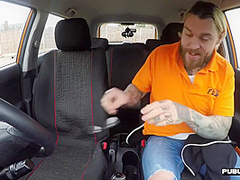 Curvy Uk Driving Student Doggystyled In Car