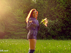 Jeny Smith. Long Summer Walk. Naked in forest