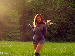 Jeny Smith. Long Summer Walk. Naked in forest